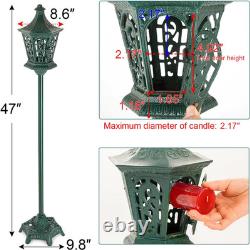 Vintage Cast Iron Garden Lantern, Decorative Outdoor/Indoor Post Lamp with Ornat