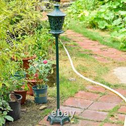 Vintage Cast Iron Garden Lantern, Decorative Outdoor/Indoor Post Lamp with Ornat