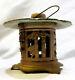 Vintage Cast Iron Japanese Candle Lantern Pagoda Bird Motif Antique