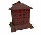 Vintage Cast Iron Red Japanese Pagoda Lantern for Candle Garden Art