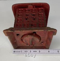 Vintage Cast Iron Red Japanese Pagoda Lantern for Candle Garden Art