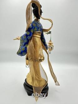 Vintage Chinese Cloisonné Gilt Filigree Lady Figurine Lantern Leizu Style 10.25