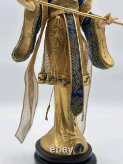 Vintage Chinese Cloisonné Gilt Filigree Lady Figurine Lantern Leizu Style 10.25 Vintage Chinese Cloisonné Gilt Filigree Lady Figurine Lantern Leizu Style 10.25