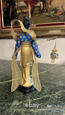Vintage Chinese Cloisonné Gilt Filigree Lady Lantern Figure Leizu Style 10.25