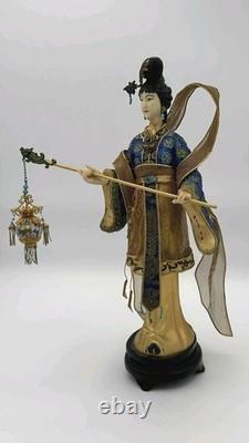 Vintage Chinese Cloisonné Gilt Filigree Lady Lantern Figure Leizu Style 10.25