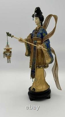 Vintage Chinese Cloisonné Gilt Filigree Lady Lantern Figure Leizu Style 10.25