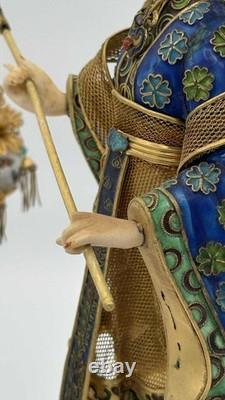 Vintage Chinese Cloisonné Gilt Filigree Lady Lantern Figure Leizu Style 10.25