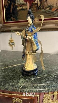 Vintage Chinese Cloisonné Gilt Filigree Lady Lantern Figure Leizu Style 10.25