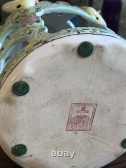 Vintage Chinese Dayazhai Style Porcelain Birdcage Lantern Wisteria 3D Birds