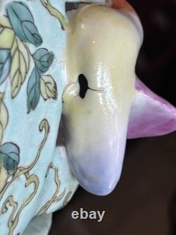 Vintage Chinese Dayazhai Style Porcelain Birdcage Lantern Wisteria 3D Birds
