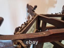 Vintage Chinese Hanging Lantern Ceiling Light Painted Glass Panels Landscapes
