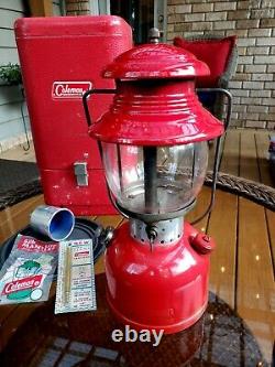 Vintage Coleman 200A Lantern & Red Metal Case 1963