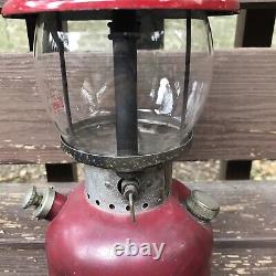 Vintage Coleman 200a Red Lantern 9/61 Original Pyrex Globe