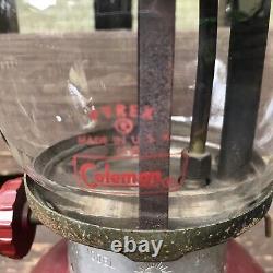 Vintage Coleman 200a Red Lantern 9/61 Original Pyrex Globe