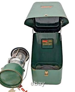 Vintage Coleman 220F Lantern with Metal Guillotine Case & Paperwork