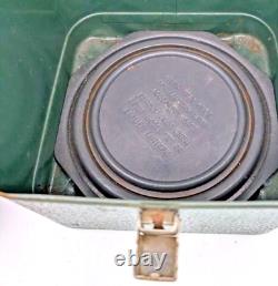 Vintage Coleman 220F Lantern with Metal Guillotine Case & Paperwork