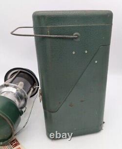 Vintage Coleman 220F Lantern with Metal Guillotine Case & Paperwork