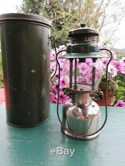 Vintage Coleman 242B Green Chrome Lantern with Handy Pail