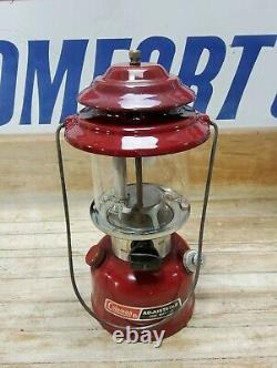 Vintage Coleman 286a Red Burgundy Single Mantle Adjustable Camping Lantern Great