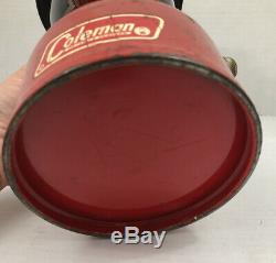 Vintage Coleman Camping Lamp Model 200A Red Lantern With Gold Clamshell Case
