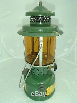 Vintage Coleman Lantern 1945 US Single Mantel Used with Amber Glass