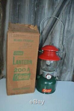 Vintage Coleman Lantern 200A 1951 Christmas Lantern Red and Green Box