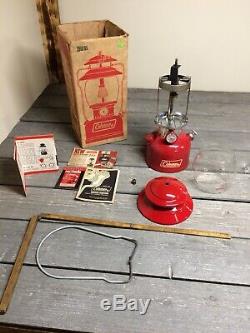 Vintage Coleman Lantern 200A Cherry Red Mint Condition 7-72 With Box Beautiful