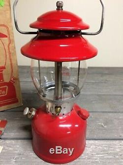 Vintage Coleman Lantern 200A Cherry Red Mint Condition 7-72 With Box Beautiful