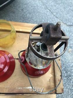 Vintage Coleman Lantern 200A Red Camping Light All Original With Pyrex Globe 3/63