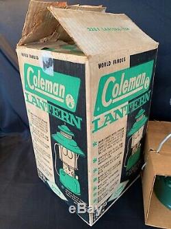 Vintage Coleman Lantern Big Hat 228F Double Mantle Green Unlit Brand New In Box