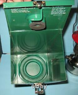 Vintage Coleman Lantern Chrome Base no 200 + Case 1956 + Mantels +Instruction