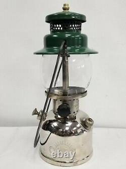 Vintage Coleman Lantern Chrome Model 242 B 7-51 July 1951 Globe Sunshine Green