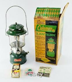 Vintage Coleman Lantern Double Mantle Green Original Box 220F195