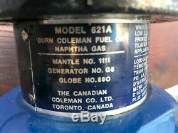Vintage Coleman Lantern Easi Lite Blue Model 621-a 1-76 January 1976 Globe USA
