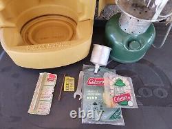 Vintage Coleman Lantern Model 220F 1971 With Yellow 1977 Carry Case