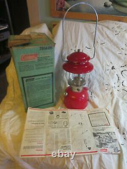 Vintage Coleman Lantern Red 200A, single mantel, 8/79 withbox & instrucs/part list