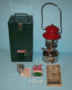 Vintage Coleman Lantern no 200 with Chrome Base 1958 & Metal Case Coleman +