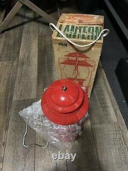 Vintage Coleman Model 200A195 Gas Lantern Red Single Mantle with Box and Papers