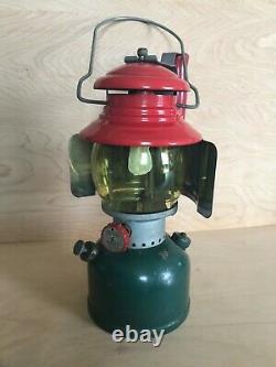 Vintage Coleman Model 200A Christmas Red/Green Lantern,'51, rare amber globe