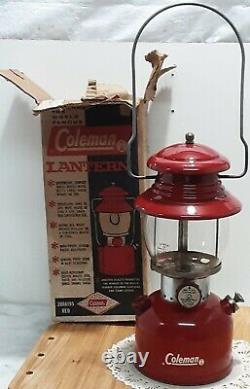 Vintage Coleman RED Lantern 3/1963 200a195 Red WithBox & paperwork ORIGINAL NICE