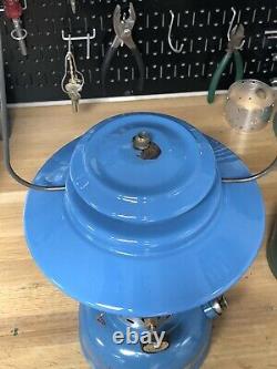 Vintage Coleman Sears Lantern 72217 Blue Big Hat Original Frosted Globe 3/71