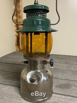 Vintage Coleman Single Mantle Lantern No. 242C Amber Globe & Nickel Finish 3-50