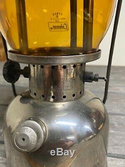 Vintage Coleman Single Mantle Lantern No. 242C Amber Globe & Nickel Finish 3-50