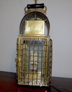 Vintage Colonial NEW ELECTRIFIED Brass Maritime Cargo Lantern Lamp 7 lb 10 oz