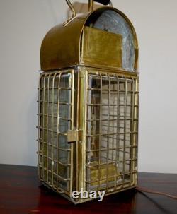 Vintage Colonial NEW ELECTRIFIED Brass Maritime Cargo Lantern Lamp 7 lb 10 oz