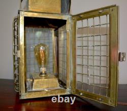 Vintage Colonial NEW ELECTRIFIED Brass Maritime Cargo Lantern Lamp 7 lb 10 oz