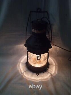 Vintage Copper & Brass Anchor Maritime Ship Oil Lantern Electric Lamp Converted