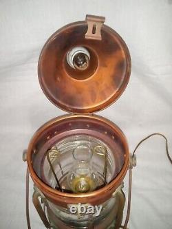 Vintage Copper & Brass Anchor Maritime Ship Oil Lantern Electric Lamp Converted