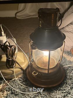 Vintage Copper & Brass Anchor Maritime Ship Oil Lantern Electric Lamp Converted