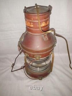 Vintage Copper & Brass Anchor Maritime Ship Oil Lantern Electric Lamp Converted